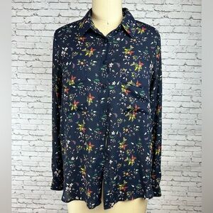 Pleione | Floral Print Blouse Navy Blue With Multicolor size XS
